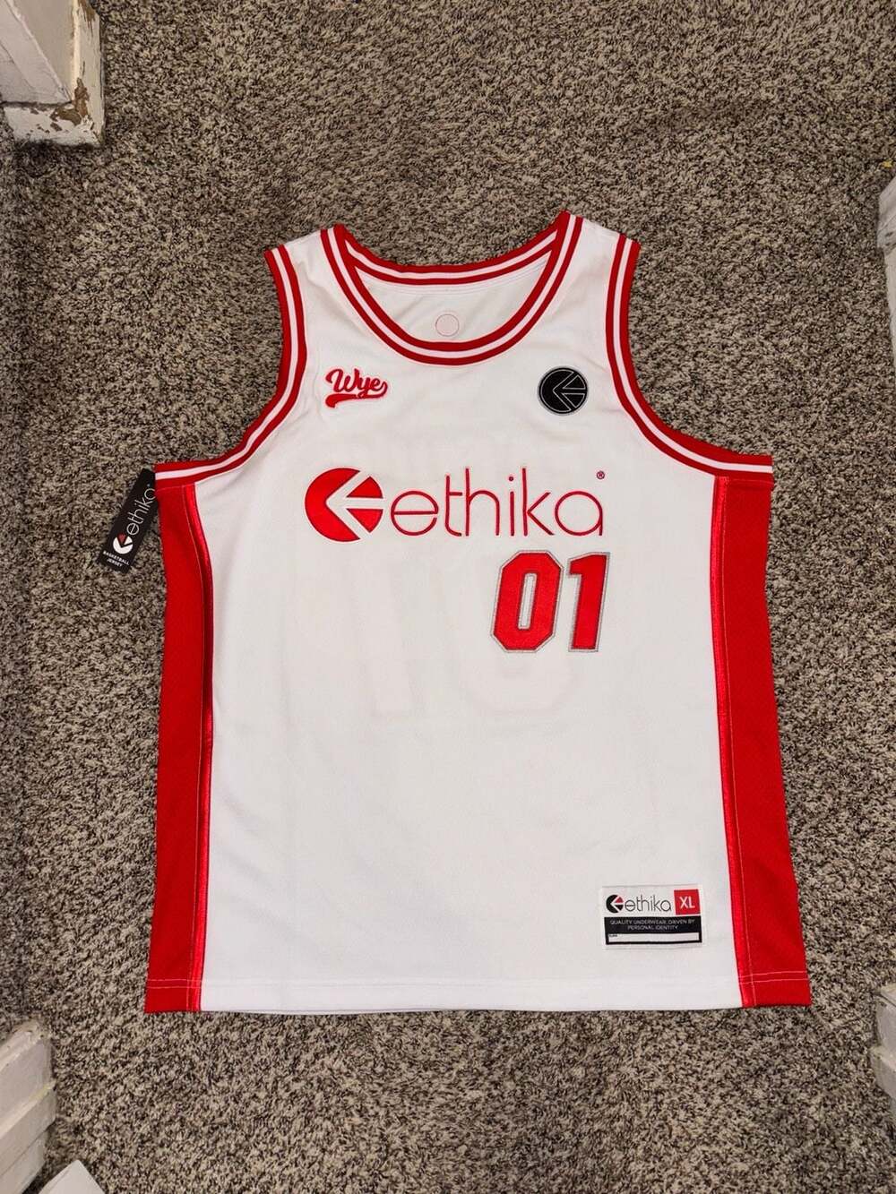 Ethika Wye Basketball Jersey White Red Size XL